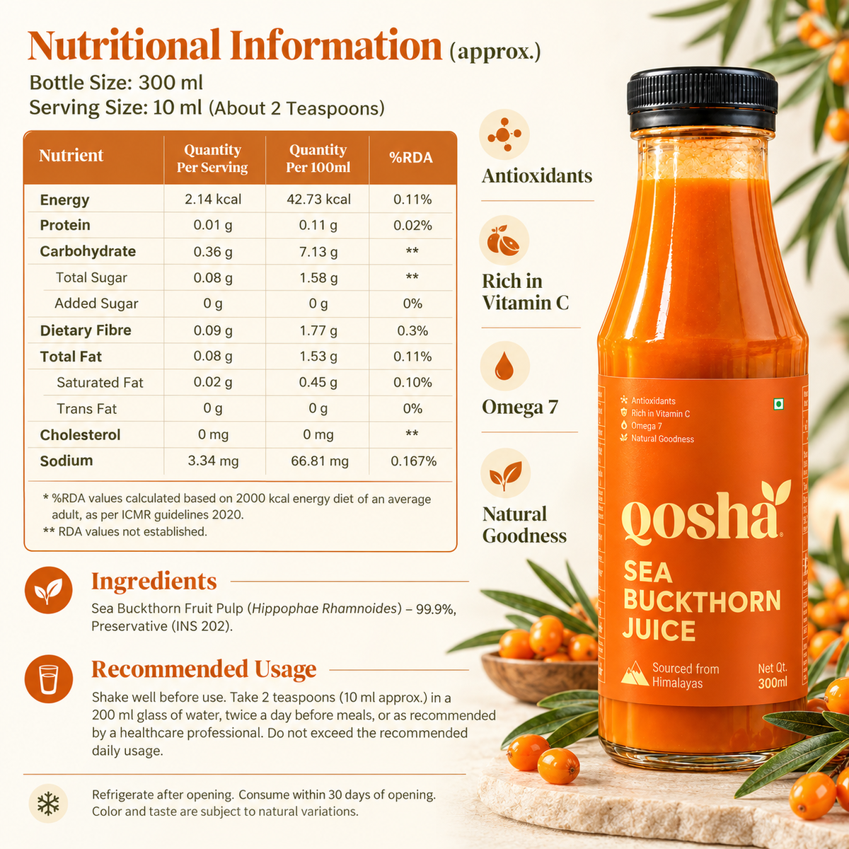 Qosha Sea Buckthorn Juice